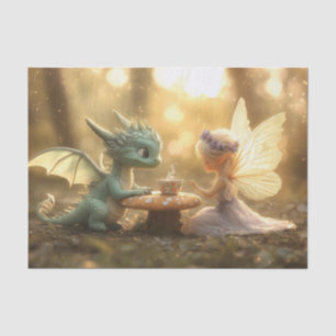 Niedlicher Baby Dragon und Fee Genuss Tee Seidenpapier