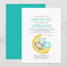 Niedlicher Baby-Elefant auf der Mond-Gender-Offenb Einladung