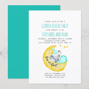 Niedlicher Baby-Elefant auf der Mond-Gender-Offenb Einladung