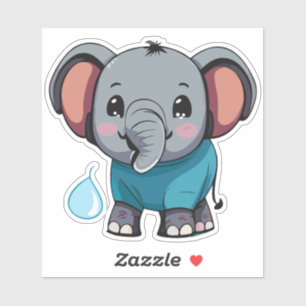 Niedlicher Baby-Elefant spritzt Wasser aus dem Rüs Aufkleber