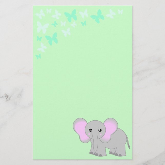 Niedlicher Baby-Elefant und Briefpapier (Vorderseite)