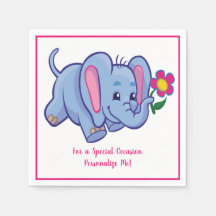 Niedlicher Baby Elephant & Blume Personalisiert