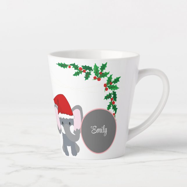 Niedlicher Baby Elephant, der einen Weihnachtshutn Milchtasse (Rechts)