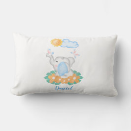 Niedlicher Baby Elephant mit Blume Lumbar Kissen