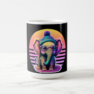 Niedlicher Baby Elephant mit Brille und Beanie Kaffeetasse