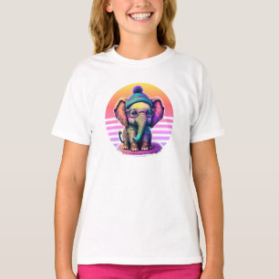 Niedlicher Baby Elephant mit Brille und Beanie T-Shirt
