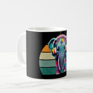 Niedlicher Baby Elephant mit Kopfhörern Kaffeetasse