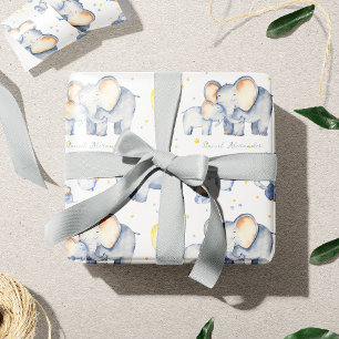 Niedlicher Baby Elephant mit Mommy Watercolor Geschenkpapier