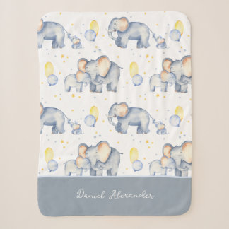 Niedlicher Baby Elephant mit Mommy Watercolor Sherpadecke