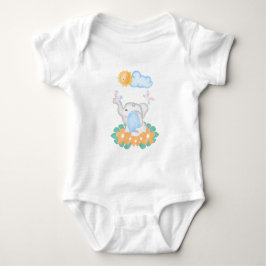 Niedlicher Baby Elephant mit orangefarbenen Blume Strampler