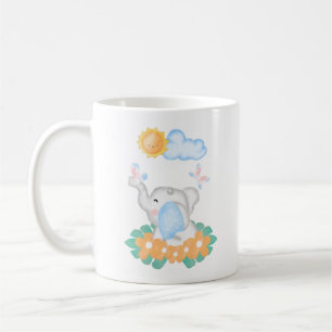 Niedlicher Baby Elephant mit orangefarbener Blume  Kaffeetasse