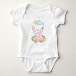 Niedlicher Baby Elephant mit rosa Blume Baby Strampler