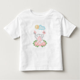 Niedlicher Baby Elephant mit rosa Blume Kleinkind T-shirt