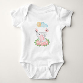 Niedlicher Baby Elephant mit rosa Blume Strampler