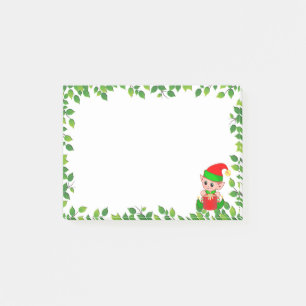 Niedlicher Baby Elf und Green Leaf Rahmen Post-it Klebezettel