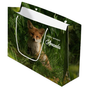 Niedlicher Baby Fox im Grünen Geburtstag Große Geschenktüte