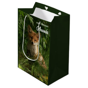 Niedlicher Baby Fox im Grünen Geburtstag Mittlere Geschenktüte