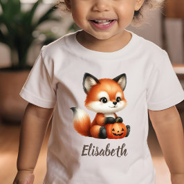 Niedlicher Baby Fox mit Pumpkin Personalisierter T Baby T-shirt