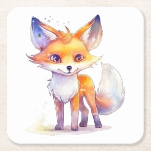 Niedlicher Baby Fox Square Paper Untersetzer