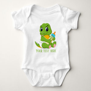 Niedlicher Baby-Gator fügt Text unisex hinzu Baby Strampler