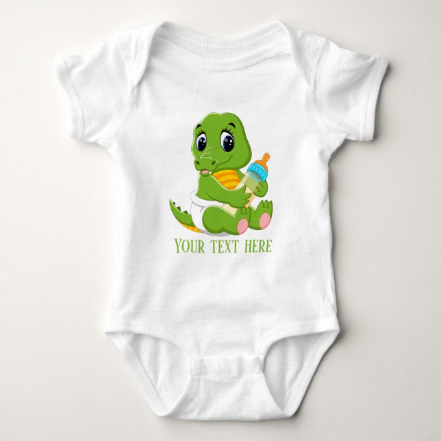 Niedlicher Baby-Gator fügt Text unisex hinzu Baby Strampler (Vorderseite)