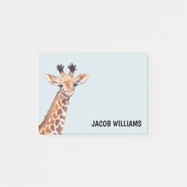 Niedlicher Baby-Giraffe Personalisierter Name  Post-it Klebezettel (Vorderseite)