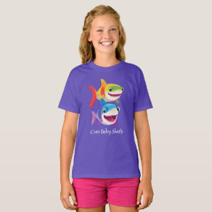 Niedlicher Baby-Hai Regenbogen bunt Geburtstagskin T-Shirt