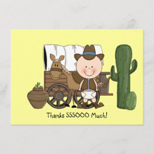 Niedlicher Baby-Jungen-Pferdepony-Western danken Dankeskarte