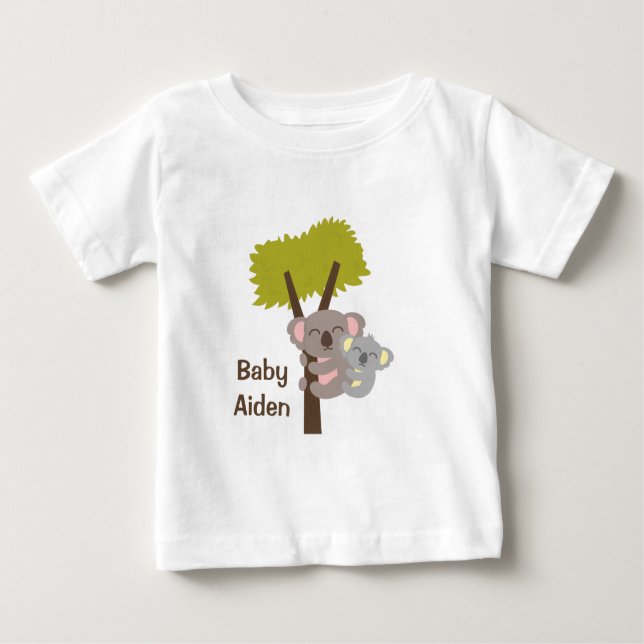 Niedlicher Baby-Koala-Bär und Mama für Babys Baby T-shirt (Vorderseite)