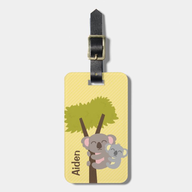 Niedlicher Baby Koala Bear und Mama für Kinder Gepäckanhänger (Vorderseite vertikal)