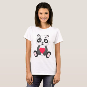 Niedlicher Baby-Panda, der ein Herz hält T-Shirt