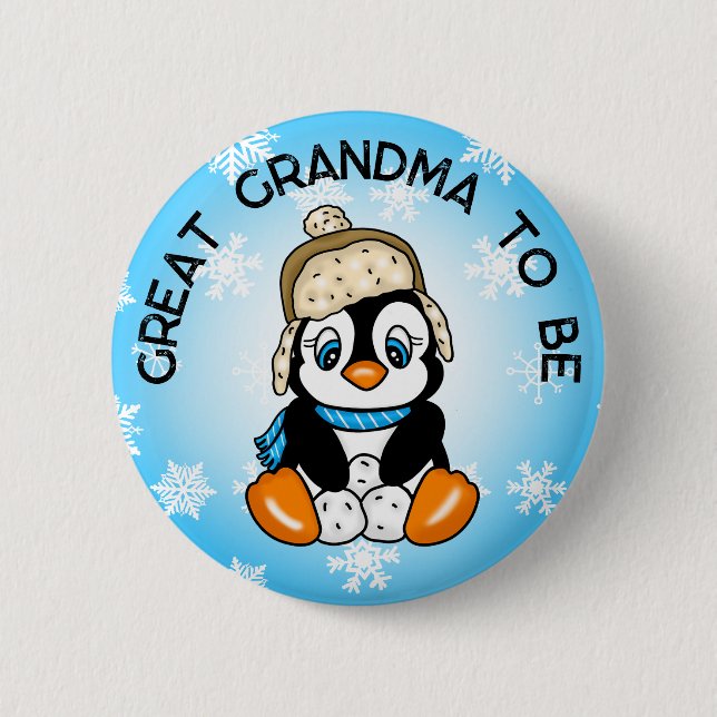 Niedlicher Baby Pinguin Großes Oma, um Babydusche  Button (Vorderseite)