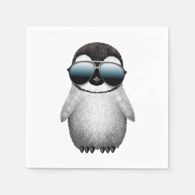 Niedlicher Baby Pinguin mit Sonnenbrille Serviette (Vorderseite)