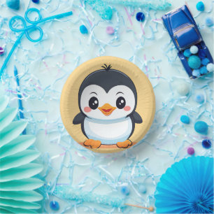 Niedlicher Baby Pinguin Zoo Eis Geburtstagsparty Pappteller
