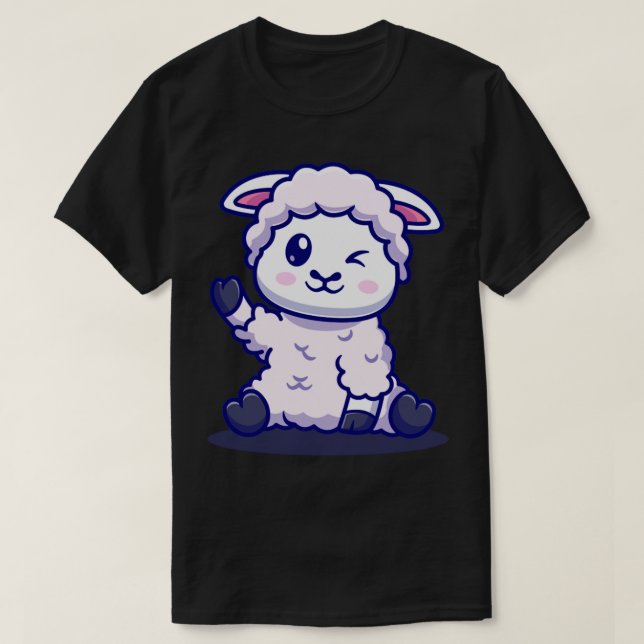 Niedlicher Baby Sheep Waep Hand Cartoon T-Shirt (Design vorne)