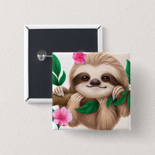 Niedlicher Baby-Slot in einem Baum Button (Vorne & Hinten)