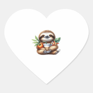 Niedlicher Baby Sloth mit Pumpkin Kaffee und Panca Herz-Aufkleber