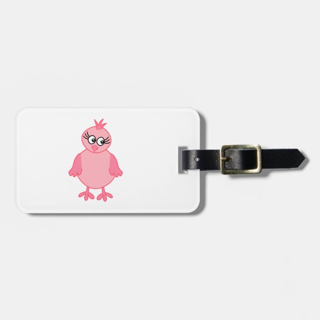 Niedlicher Baby-Vogel, rosa Gepäckanhänger (Vorderseite horizontal)