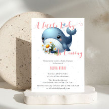 Niedlicher Baby Whale mit Daisy Baby Dusche Einlad