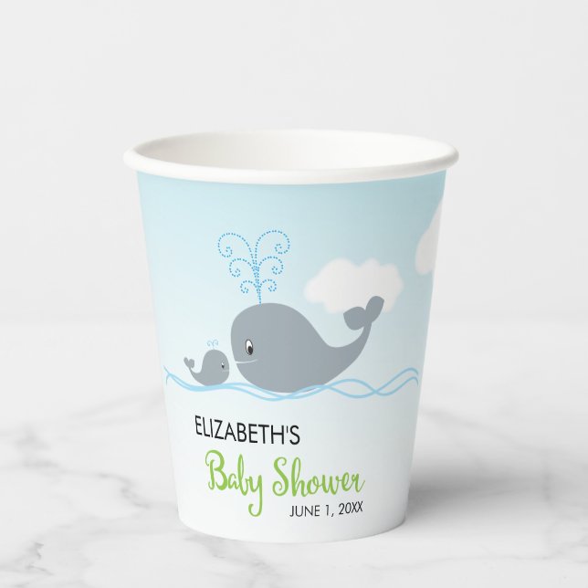 Niedlicher Baby Whale und Babydusche Papier-Cup Pappbecher (Vorderseite)