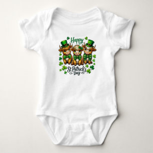 Niedlicher Babyanzug der Highland Cow St. Patrick' Baby Strampler