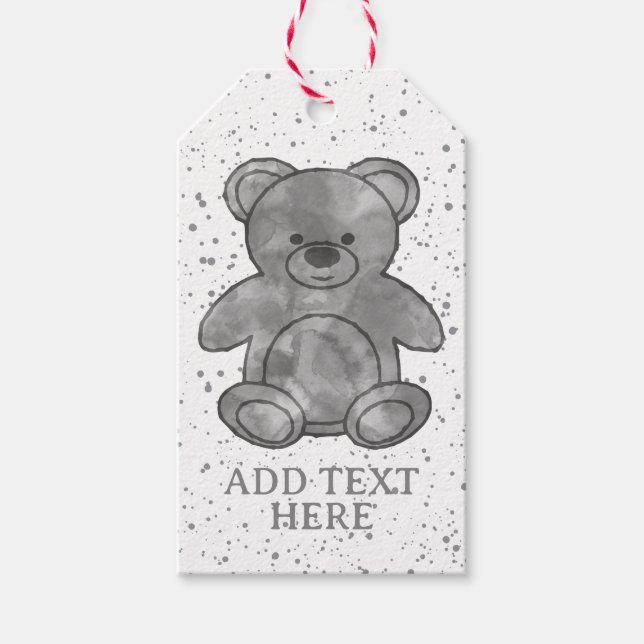 Niedlicher Babybär im Schwarzweißtext Geschenkanhänger (Vorderseite)