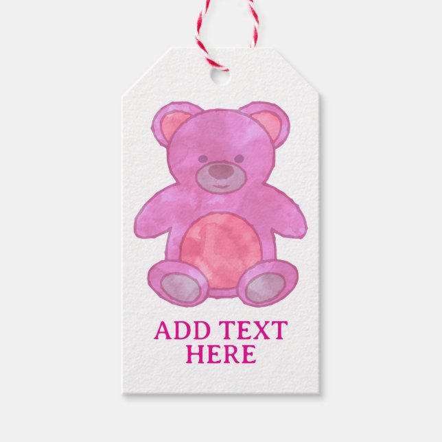 Niedlicher Babybär in rosa, benutzerdefinierter Te Geschenkanhänger (Vorderseite)