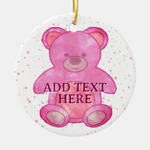 Niedlicher Babybär in rosa, benutzerdefinierter Te Keramik Ornament