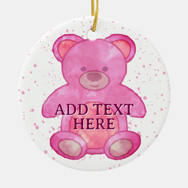 Niedlicher Babybär in rosa, benutzerdefinierter Te Keramik Ornament (Vorne)