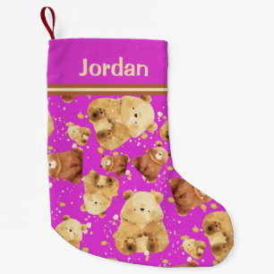 Niedlicher Babybär Rosa Name Kleiner Weihnachtsstrumpf