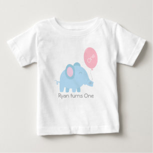 Niedlicher Babyblauelefant mit einem rosa Ballon Baby T-shirt