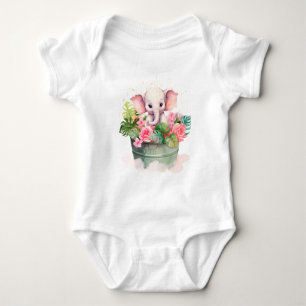 Niedlicher Babybodyanzug mit Elefantendarstellung Baby Strampler