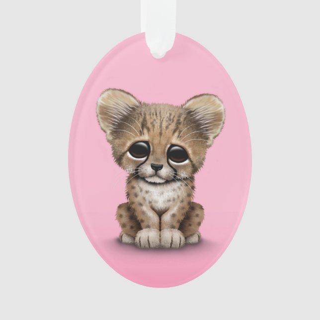 Niedlicher BabyCheetah CUB auf Rosa Ornament (Vorderseite)
