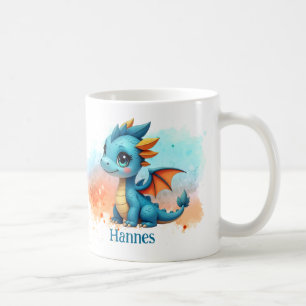 Niedlicher Babydrache blau orange - Kindertasse Kaffeetasse